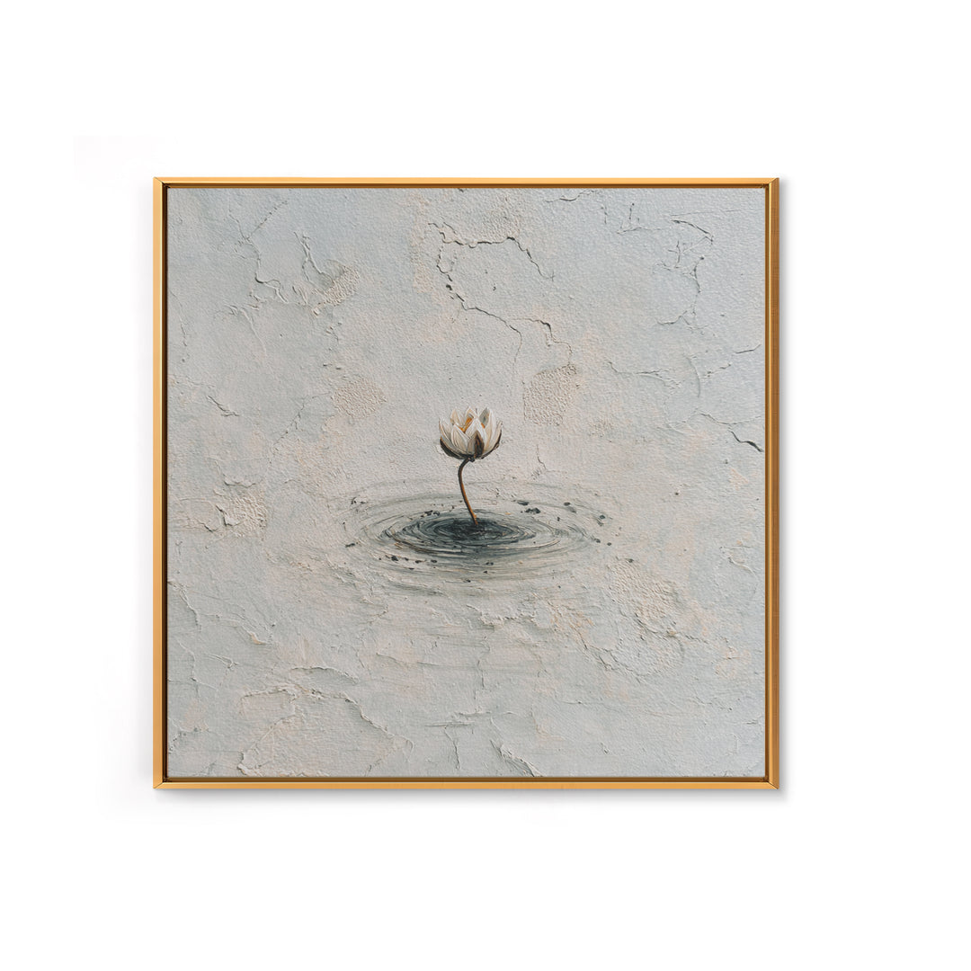 Minimal Lotus Flower In Water Wall Art, Neutral Textured Abstract Canvas Print, Calming Zen Home Decor