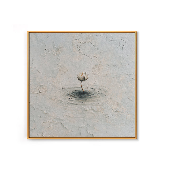 Minimal Lotus Flower In Water Wall Art, Neutral Textured Abstract Canvas Print, Calming Zen Home Decor