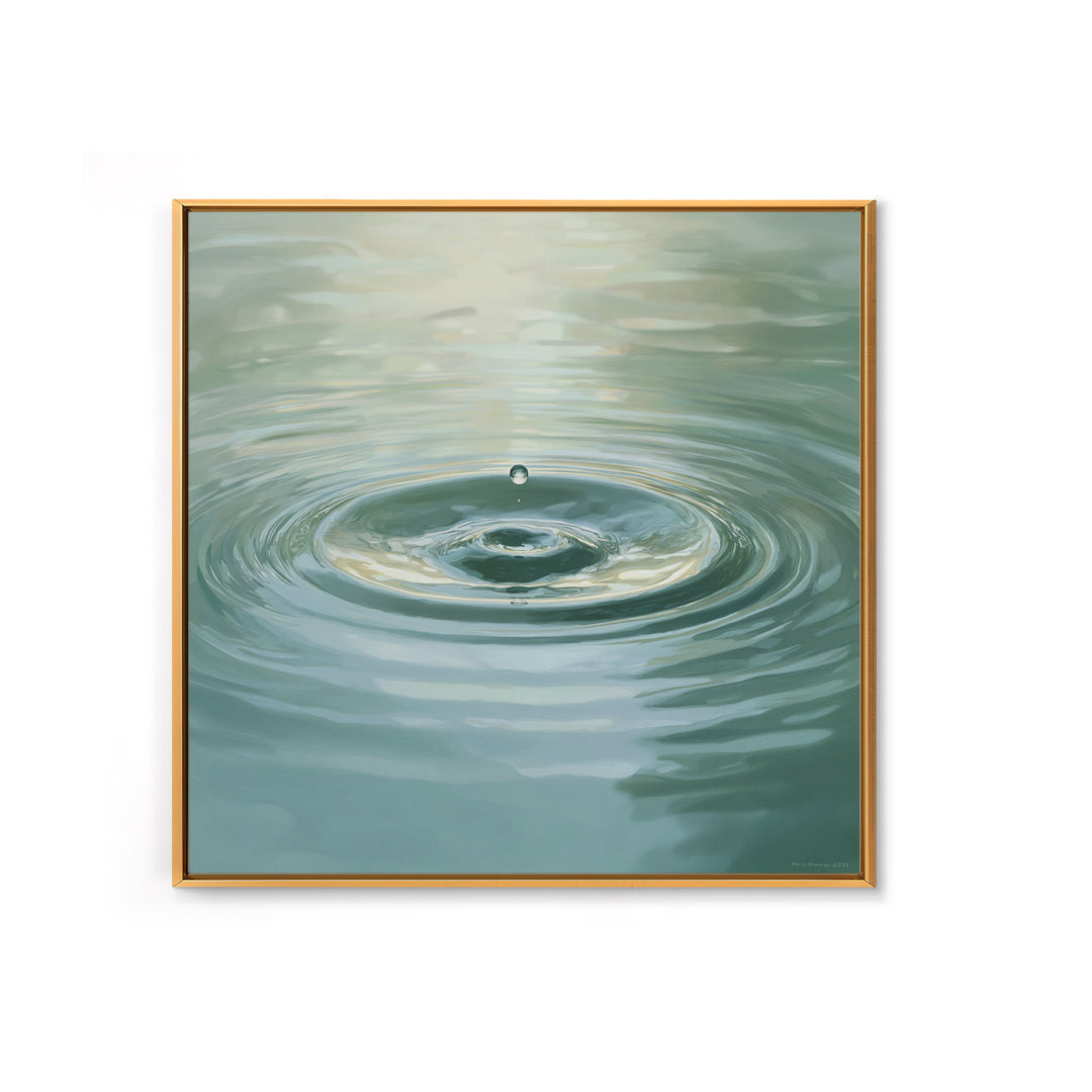 Soothing Water Ripple With Falling Droplet Wall Art, Minimalist Zen Landscape Canvas Print For Calming Modern Decor