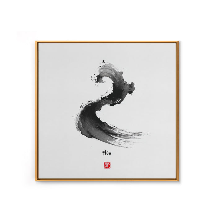 Minimalist Black Ink Flow Brushstroke Abstract Wall Art Contemporary Art Canvas Print For Modern Home Decor