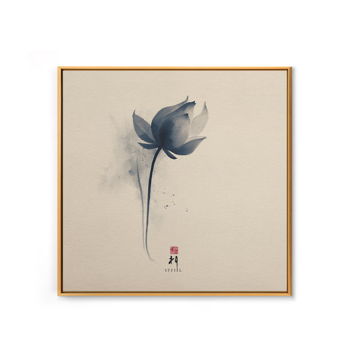 Minimalist Ink Lotus Flower Wall Art, Japanese Style Botanical Print, Zen Meditation Decor For Calm Modern Bedroom Or Spa