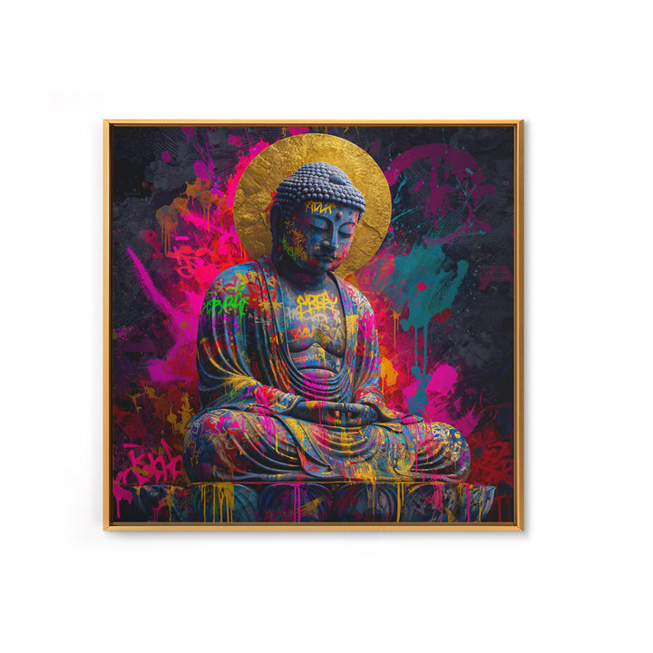 Colorful Graffiti Buddha Wall Art Canvas Print Modern Street Art Spiritual Zen Decor Meditation Room Art