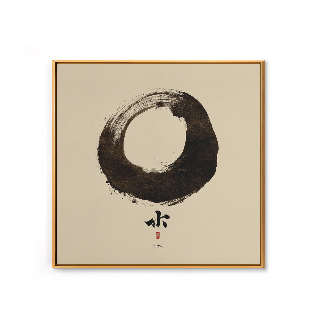 Minimal Zen Enso Circle Ink Painting Wall Art, Japandi Style Meditation Home Decor, Modern Minimalist Canvas Print