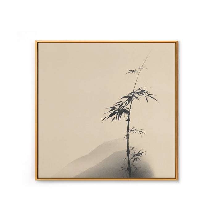 Minimal Japanese Bamboo Ink Painting Wall Art, Neutral Zen Japandi Canvas Print, Calming Nature Home Decor