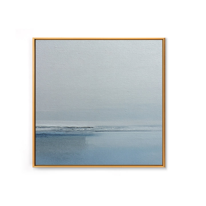 Minimal Misty Seascape In Soft Grey And Blue Wall Art, Neutral Abstract Ocean Canvas Print For Modern Decor