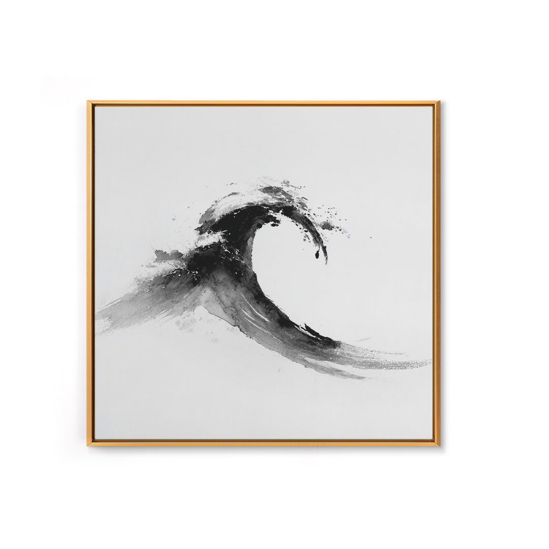 Minimalist Black And White Wave Painting Wall Art, Japanese Inspired Ocean Print, Modern Abstract Art, Coastal Home Decor