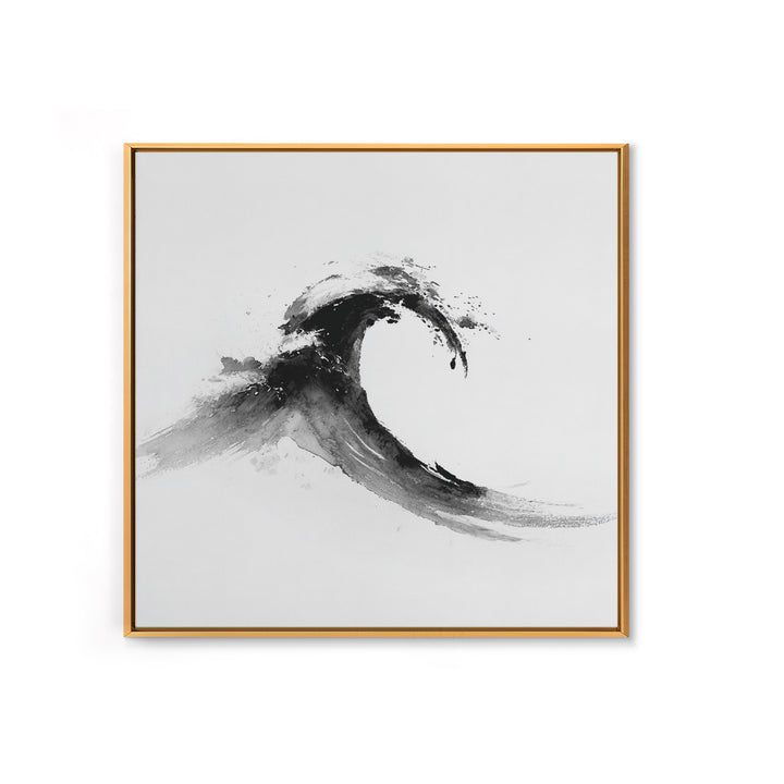 Minimalist Black And White Wave Painting Wall Art, Japanese Inspired Ocean Print, Modern Abstract Art, Coastal Home Decor
