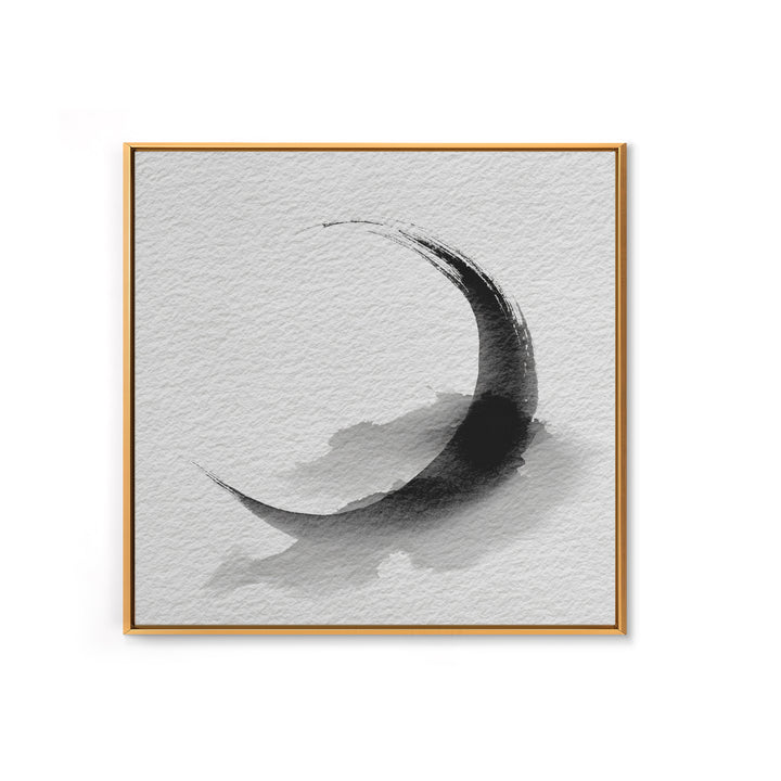 Black Ink Crescent Brushstroke Minimalist Abstract Wall Art, Japandi Zen Decor, Modern Canvas Print