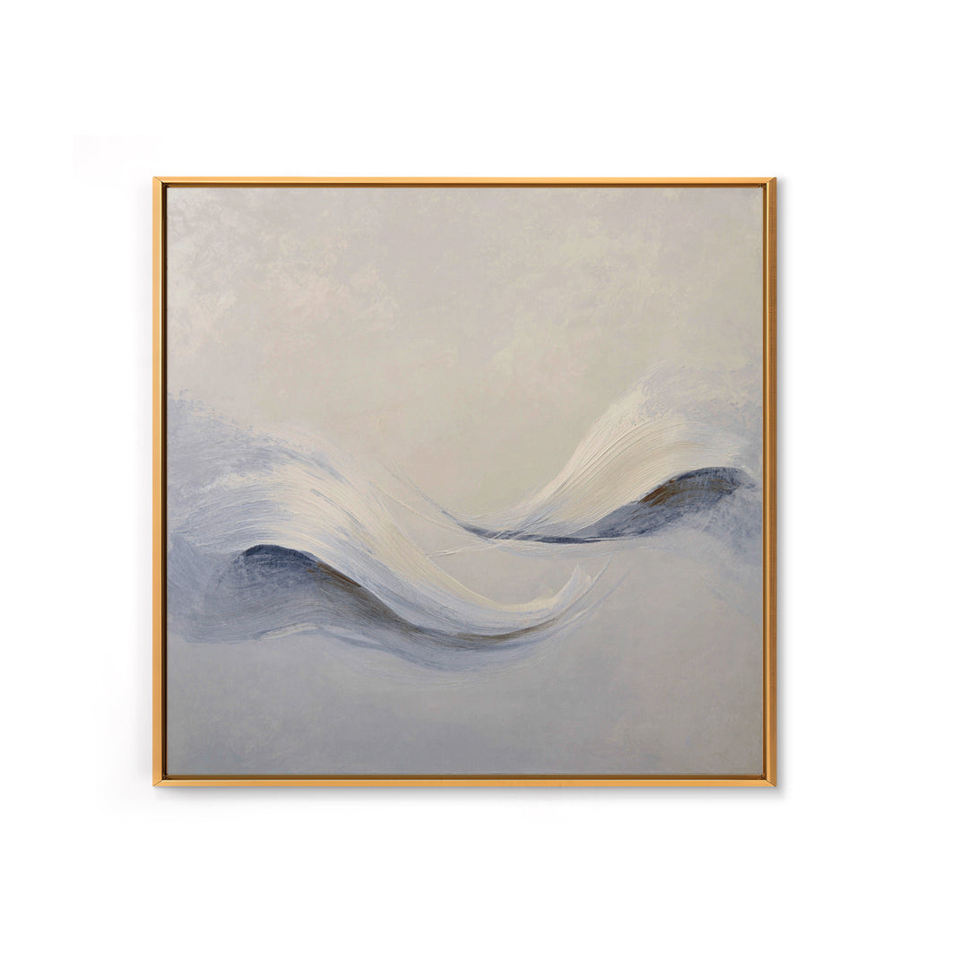 Neutral Abstract Wave Texture Wall Art, Minimalist Beige Painting Framed Canvas Print, Modern Living Room Decor