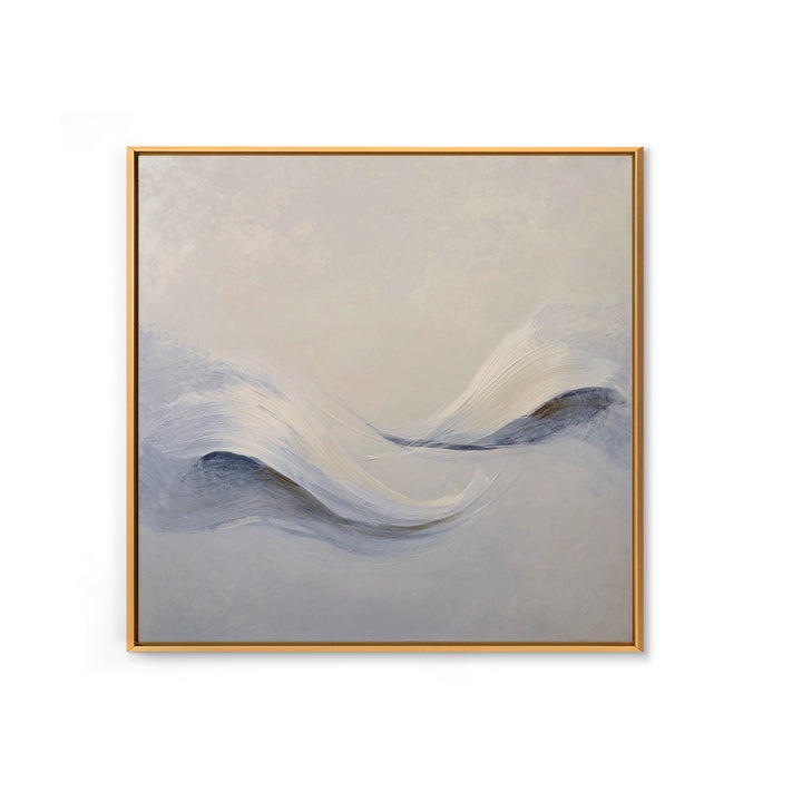 Neutral Abstract Wave Texture Wall Art, Minimalist Beige Painting Framed Canvas Print, Modern Living Room Decor