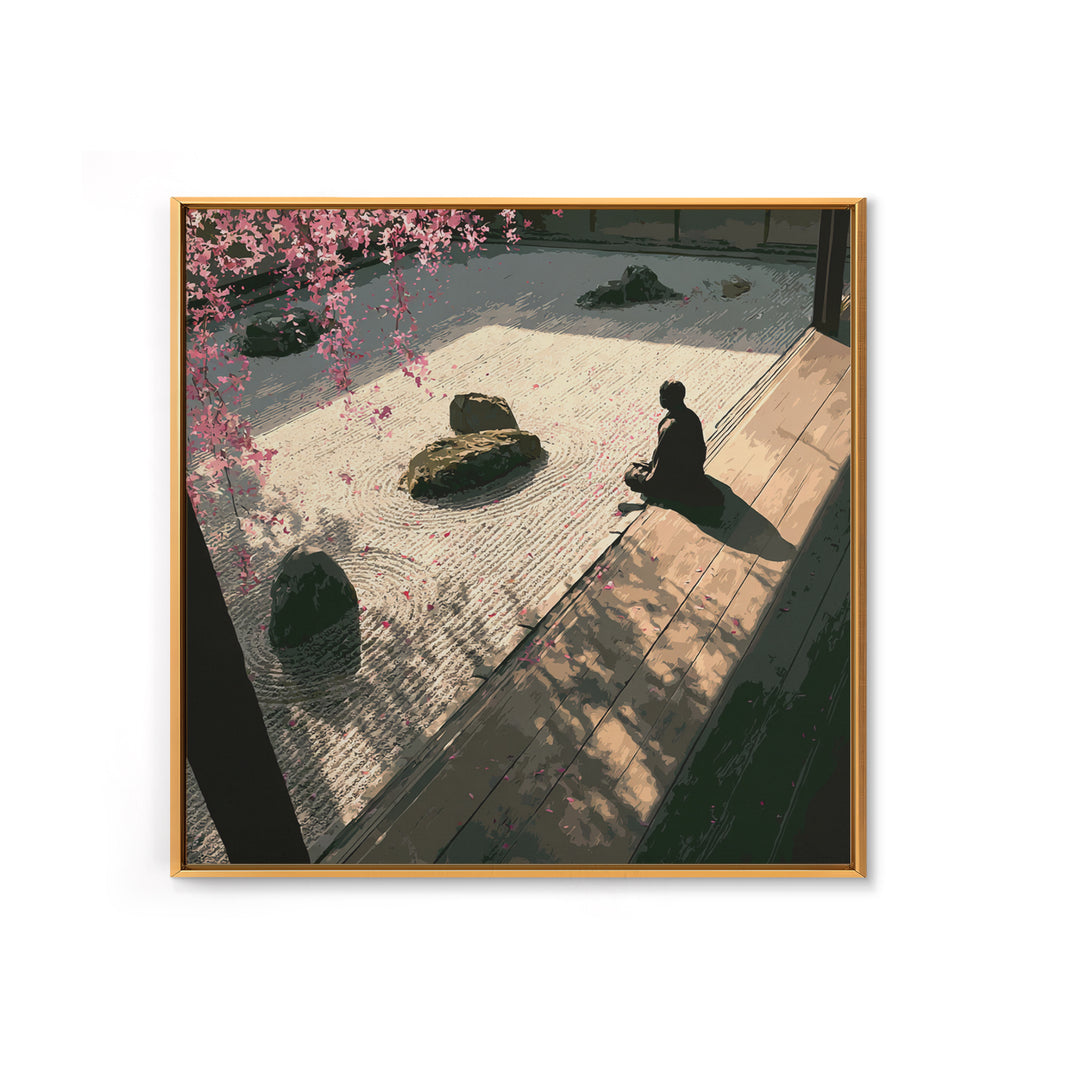 Zen Garden Meditation Canvas Print, Serene Japanese Wall Art, Tranquil Minimal Landscape Decor For Living Room Or Meditation Space