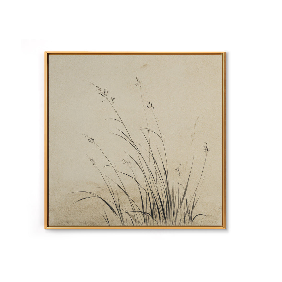 Delicate Black And White Minimalist Floral Wall Art With Grass Stalks Canvas Print Perfect For Modern Home Decor And Living Room Wall