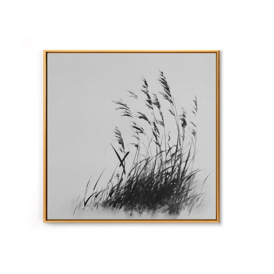 Minimalist Ink Grass Wall Art, Black And White Japanese Style Painting, Modern Minimal Wall Decor Fine Art Print
