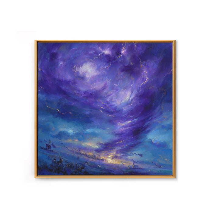 Purple Storm Vortex Wall Art, Abstract Fantasy Seascape Canvas Print, Moody Ocean Decor, Dramatic Wizard Battle Gift For Home Decor