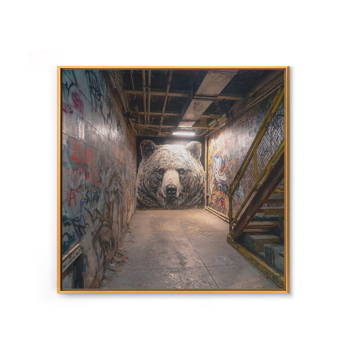 White Bear Graffiti Mural Wall Art, Urban Street Art, Animal Wall Decor, Contemporary Canvas, Office Decor Gift, Industrial Home Decor