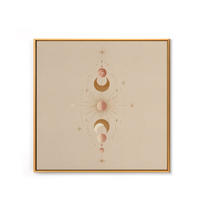 Boho Moon Phase Celestial Wall Art, Mystical Sun And Stars Canvas Print For Bedroom Decor, Nursery Art, And Spiritual Gift