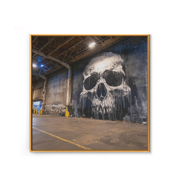 Giant Skull Mural Wall Art, Black And White Graffiti Canvas Print, Gothic Decor, Industrial Loft Poster, Edgy Wall Decor