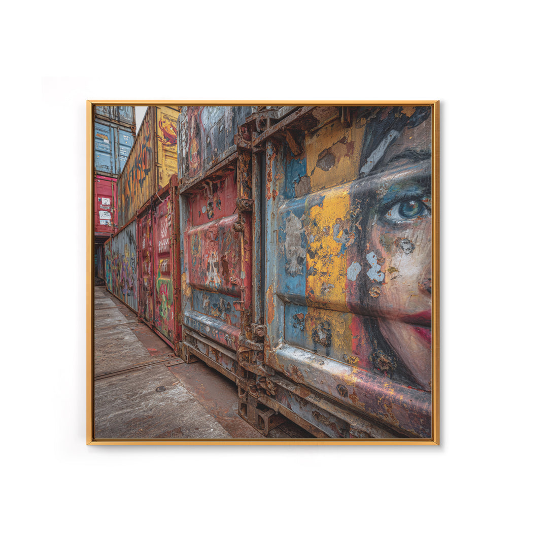 Graffiti Shipping Container Wall Art, Urban Street Art Canvas Print, Industrial Decor, Colorful City Mural, Office Art Print