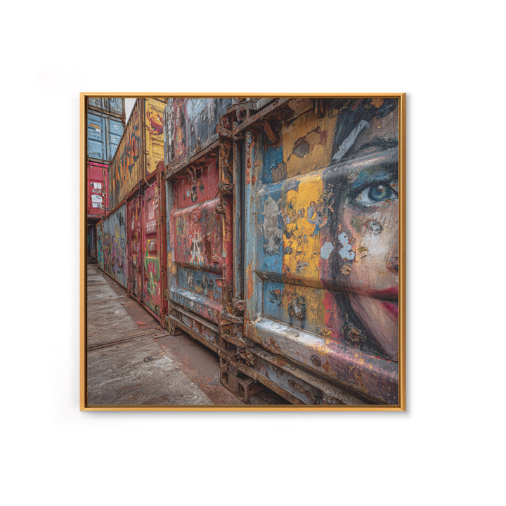 Graffiti Shipping Container Wall Art, Urban Street Art Canvas Print, Industrial Decor, Colorful City Mural, Office Art Print
