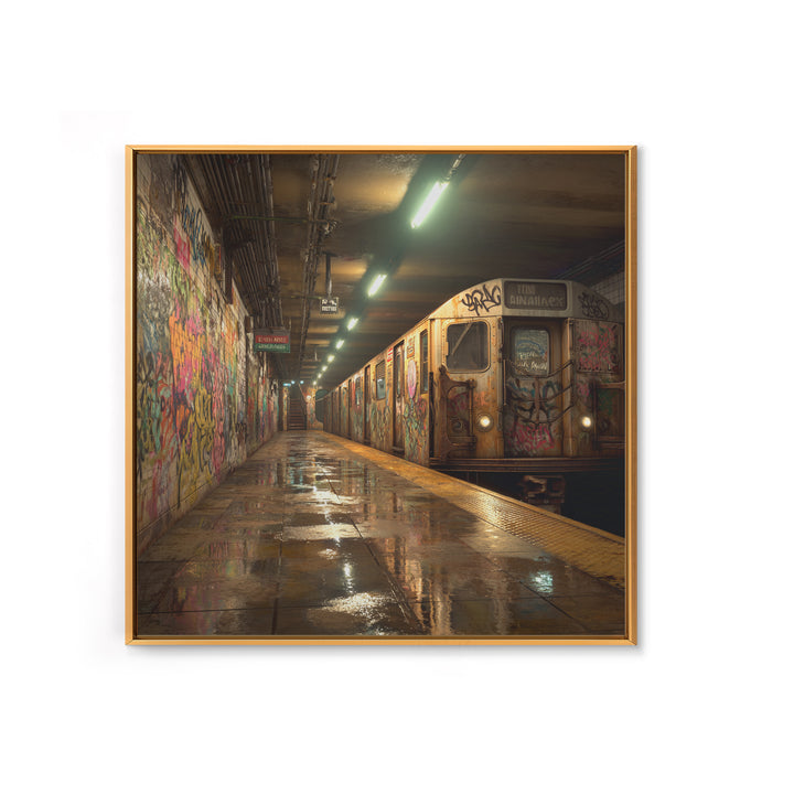 Graffiti Subway Train Station Canvas Print, Urban Street Art, Industrial Wall Decor, NYC Transit Wall Art For Modern Home Decor