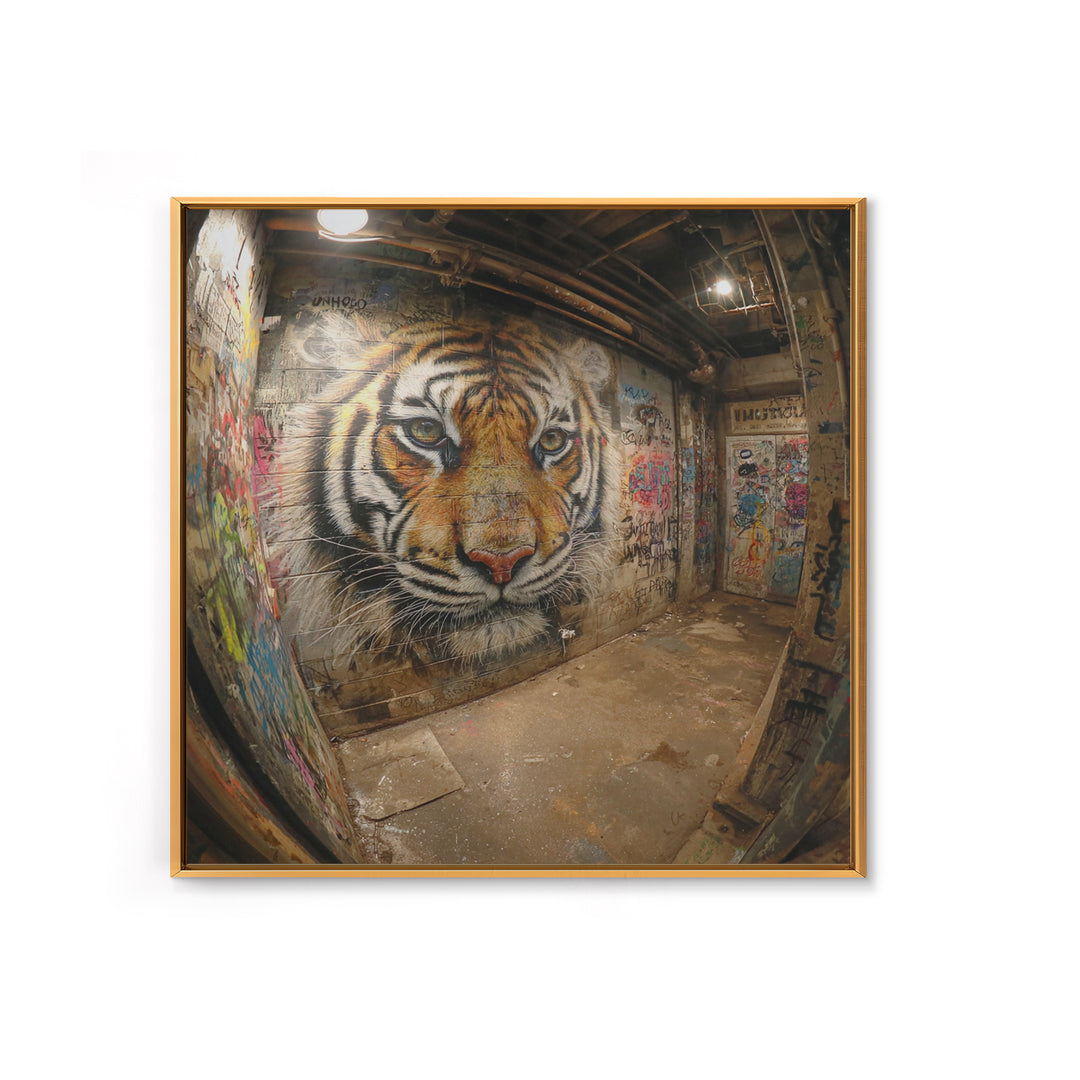 Realistic Tiger Mural In Graffiti Alley Wall Art, Urban Street Art, Big Cat Decor, Wildlife Art Print, Edgy Home Decor, Gift
