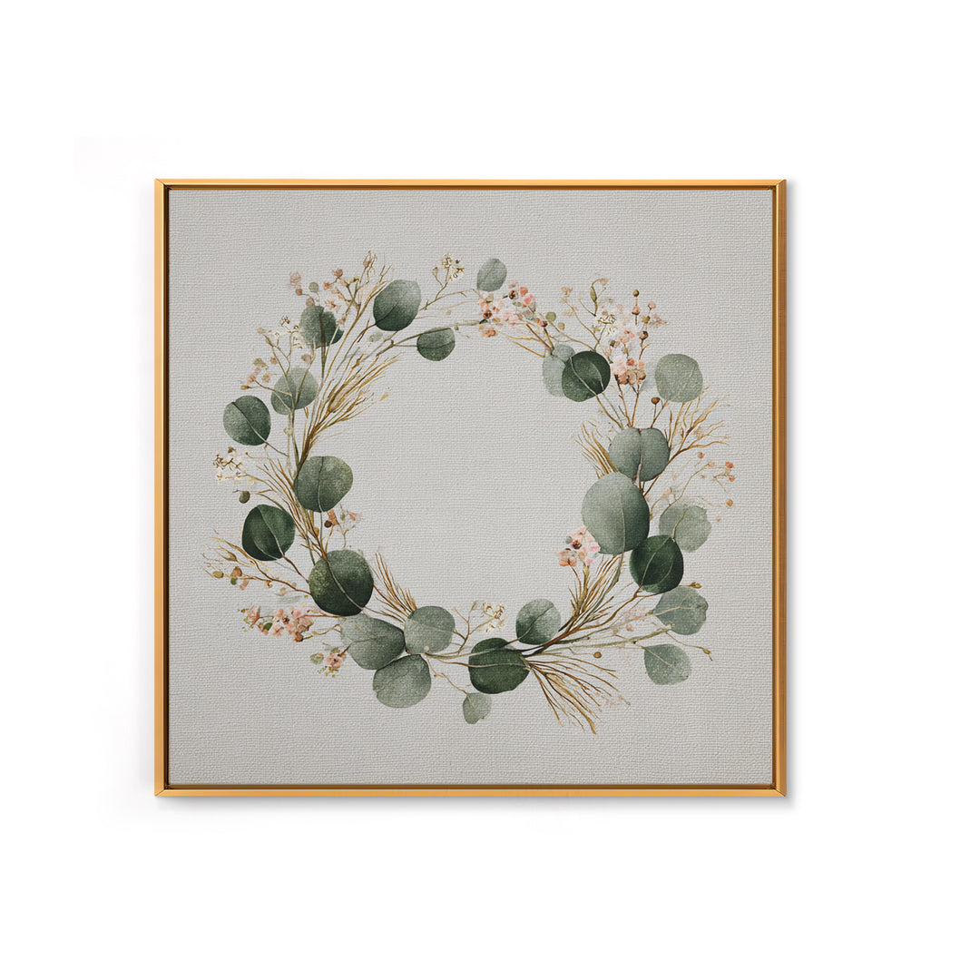 Eucalyptus Wreath Botanical Wall Art, Minimalist Canvas Print, Sage Green Floral Decor, Farmhouse Entryway Housewarming Gift