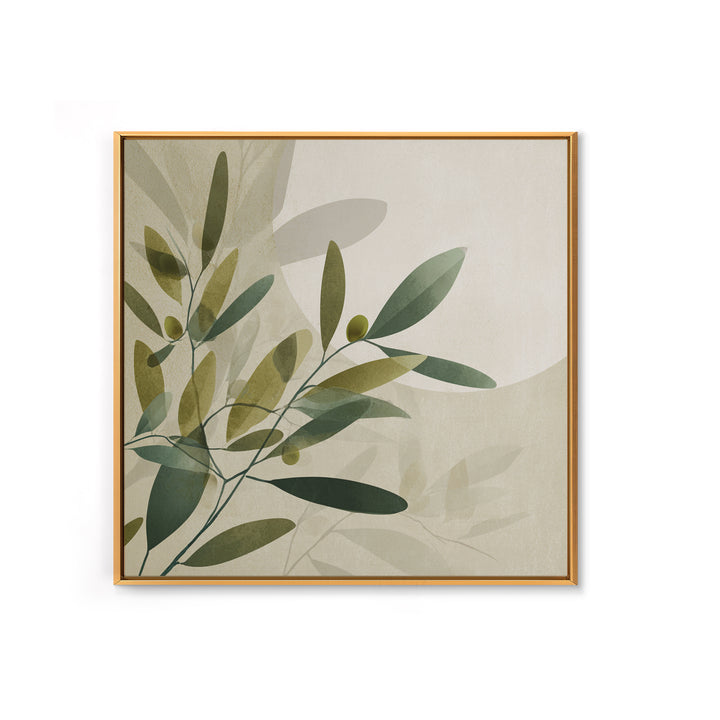 Olive Branch Botanical Wall Art, Sage Green Neutral Canvas Print, Minimalist Nature Decor, Japandi Living Room Wall Decor