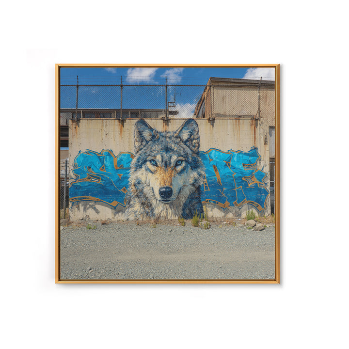 Blue Wolf Graffiti Mural Wall Art, Urban Street Art Print, Wildlife Wall Decor, Industrial Loft Home Decor, Gift For Him