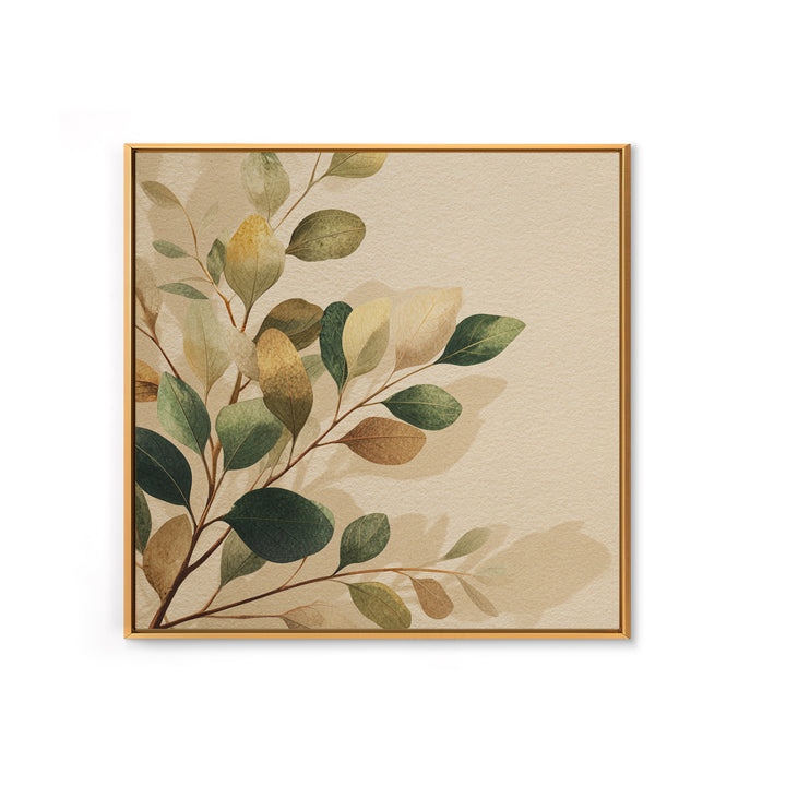 Eucalyptus Leaves Botanical Wall Art, Earth Tone Canvas Print, Neutral Nature Decor, Modern Farmhouse Living Room Art Print