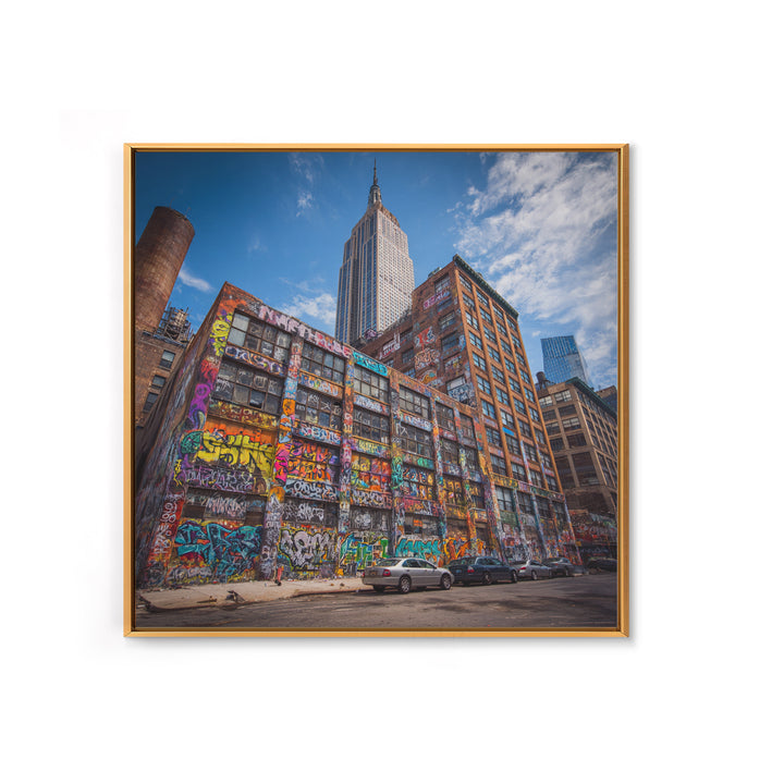 Empire State Graffiti Building Wall Art, NYC Urban Canvas Print, Street Art Decor, New York City Office Wall Decor Gift For Him