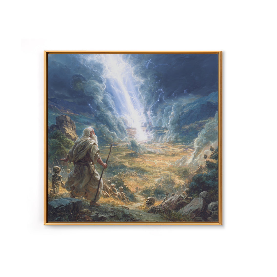 Ezekiel Valley Of Dry Bones Framed Canvas Print, Biblical Wall Art, Dramatic Religious Home Decor, Christian Gift For Him