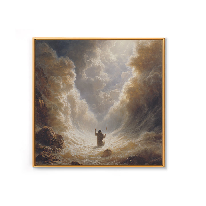 Moses Parting The Red Sea Wall Art, Biblical Canvas Print, Christian Home Decor, Religious Gift, Dramatic Seascape Painting Print