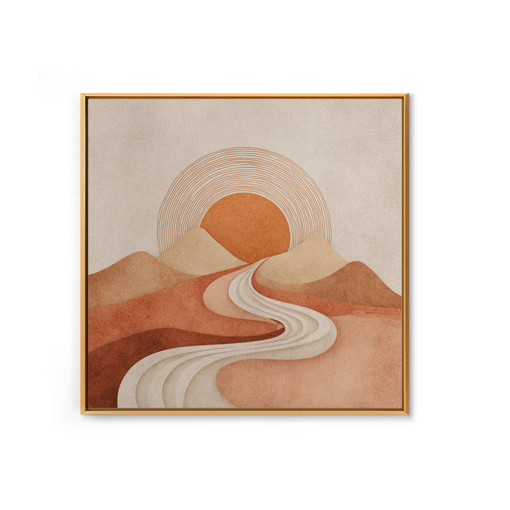 Boho Desert Landscape Wall Art, Terracotta Sunset Canvas Print, Southwestern Minimalist Decor, Earth Tone Living Room Art