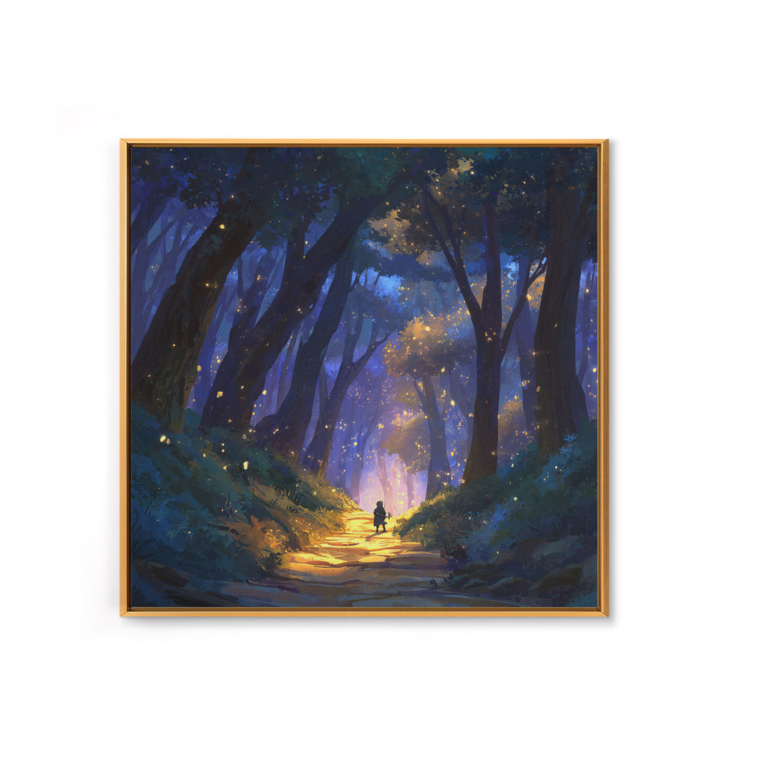 Enchanted Forest Path Wall Art, Whimsical Canvas Print, Firefly Woodland Decor, Fairy Tale Nursery Art, Magical Gift For Kids
