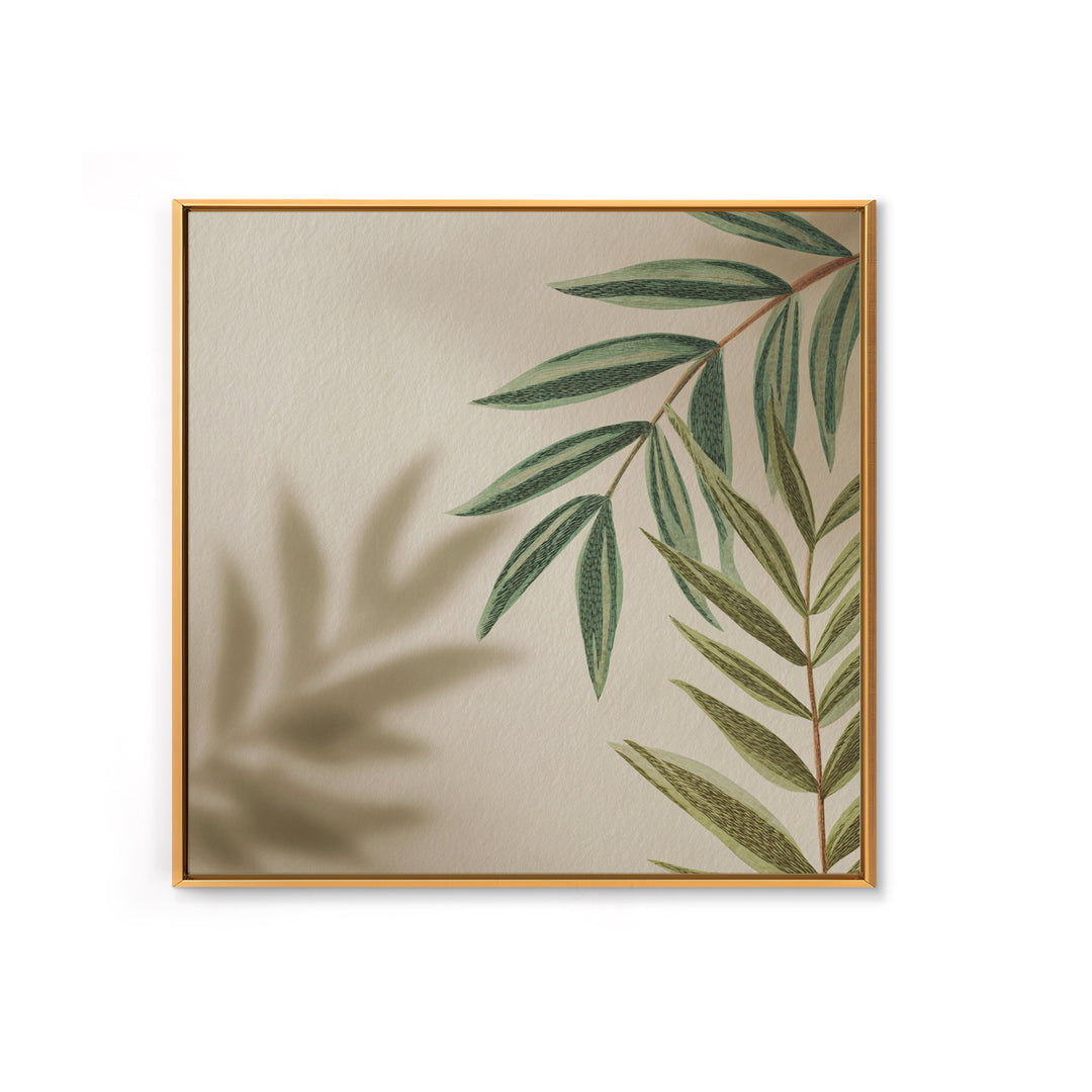 Olive Green Botanical Leaves Wall Art, Minimalist Nature Canvas Print, Japandi Neutral Home Decor For Living Room And Bedroom