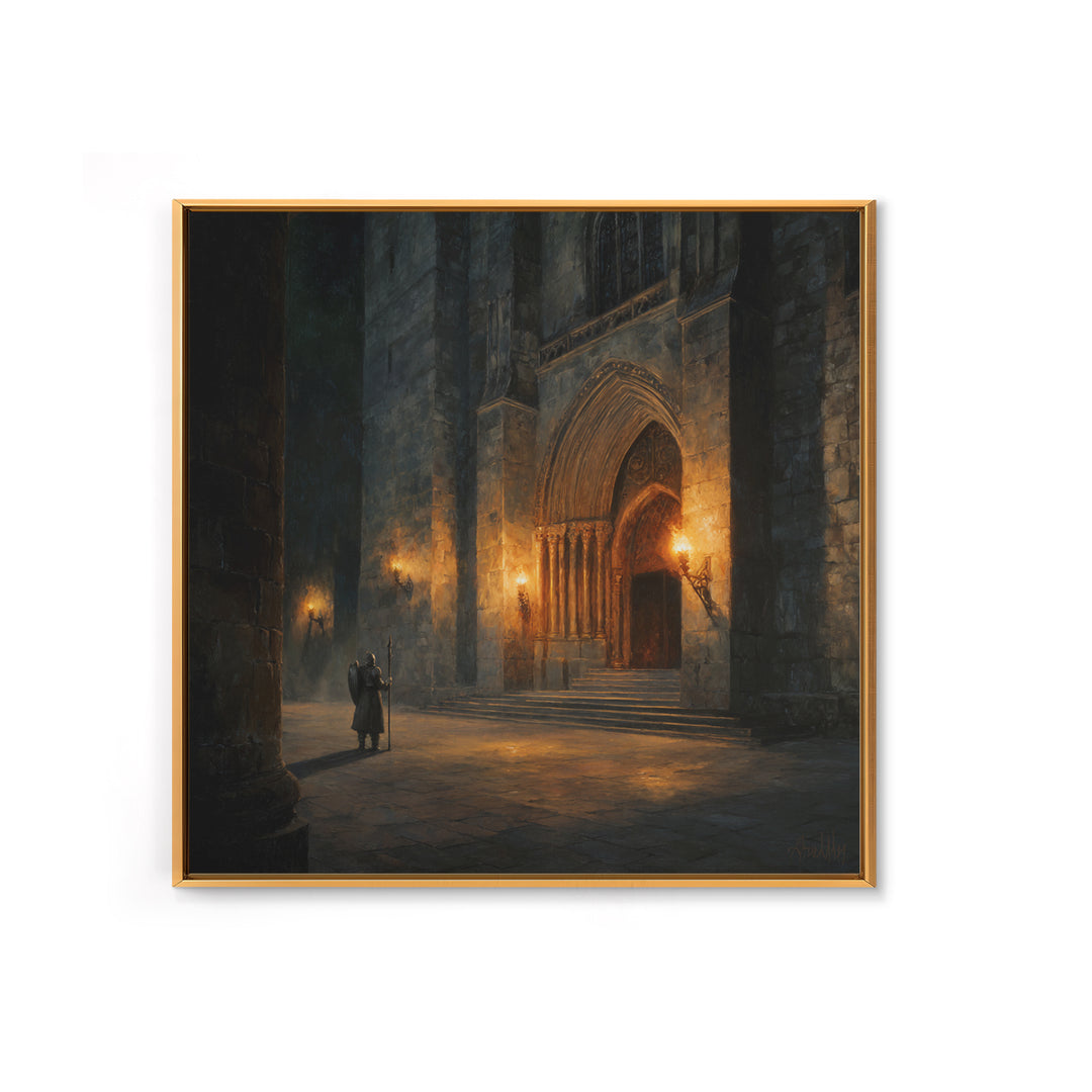 Gothic Cathedral Doorway Wall Art, Dark Medieval Architecture Canvas Print, Moody Wall Decor, Dark Academia, Fine Art Print