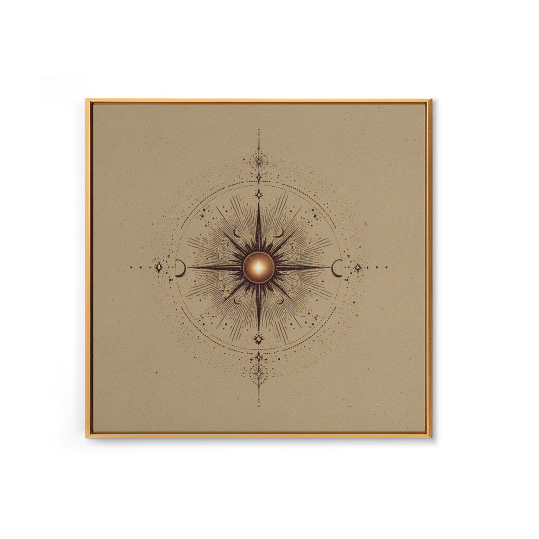 Celestial Sun And Moon Compass Wall Art, Mystical Zodiac Canvas Print, Boho Spiritual Decor For Meditation Room And Home Office