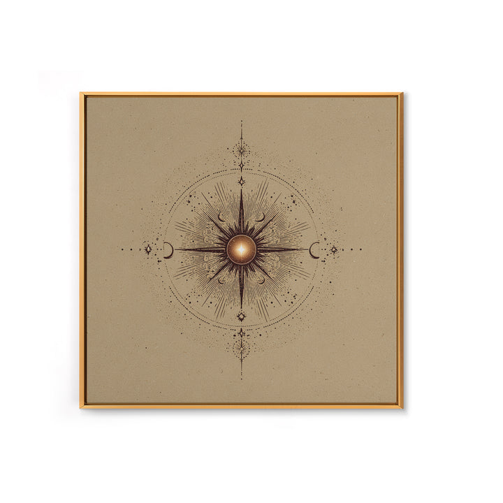 Celestial Sun And Moon Compass Wall Art, Mystical Zodiac Canvas Print, Boho Spiritual Decor For Meditation Room And Home Office