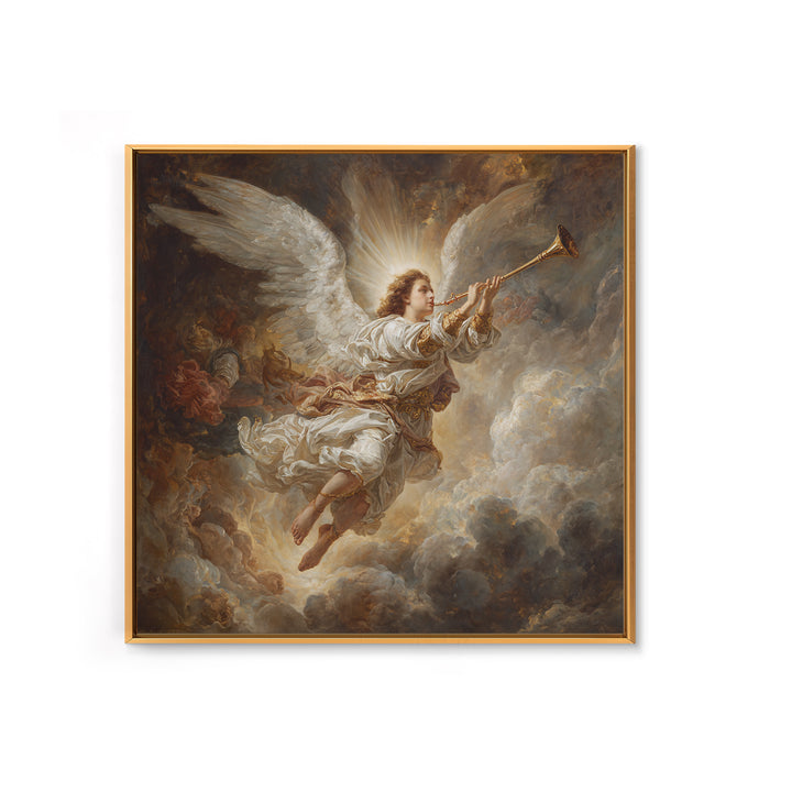 Baroque Angel Trumpet Wall Art, Celestial Religious Painting, Renaissance Inspired Decor, Christian Gift, Fine Art Print