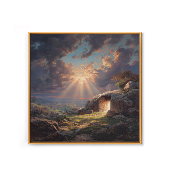 Empty Tomb Resurrection Wall Art, Christian Landscape Canvas Print, Easter Decor, Bible Story Gift, Inspirational Home Decor