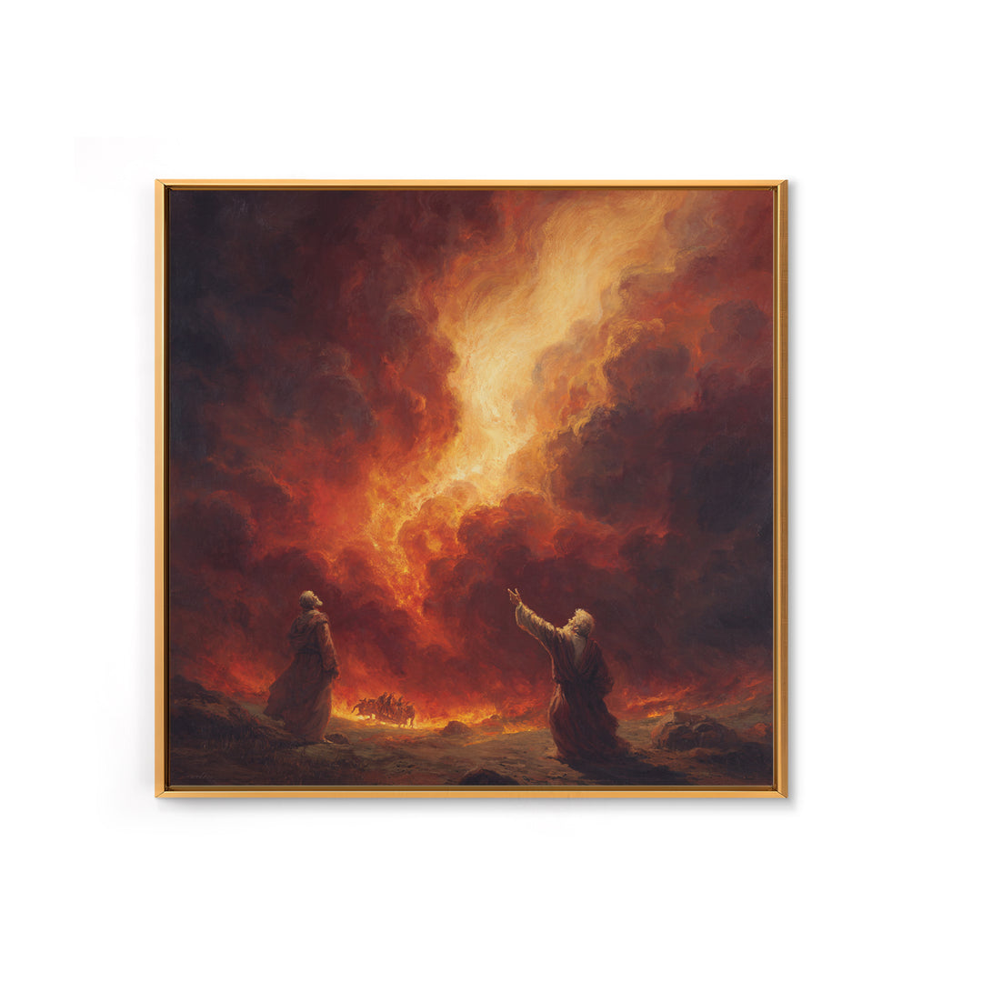 Apocalyptic Firestorm Biblical Scene Wall Art, Dramatic Religious Canvas Print, Christian Decor, Fine Art Print, Living Room Decor
