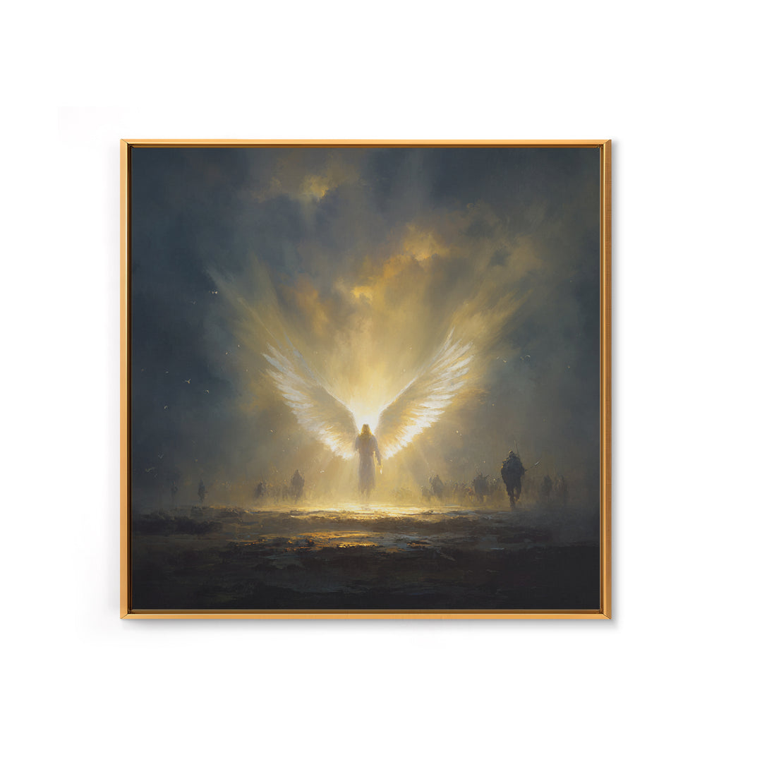 Radiant Angel With Golden Wings Canvas Print, Spiritual Wall Art, Fantasy Artwork, Christian Gift, Dramatic Home Decor, Fine Art Print