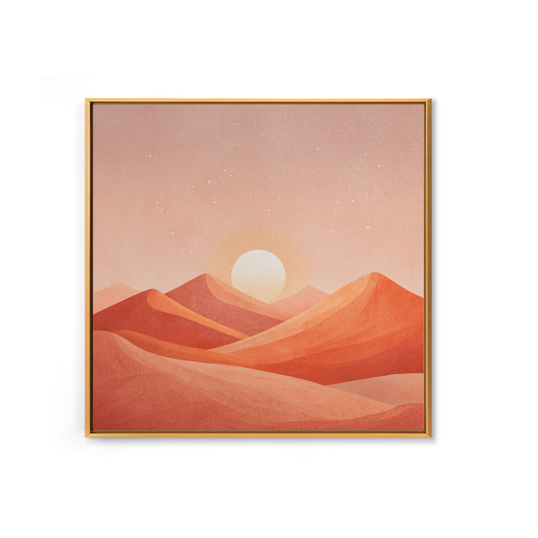 Blush Desert Mountains Sunrise Wall Art, Warm Terracotta Landscape Canvas Print, Modern Boho Living Room Decor Above Bed