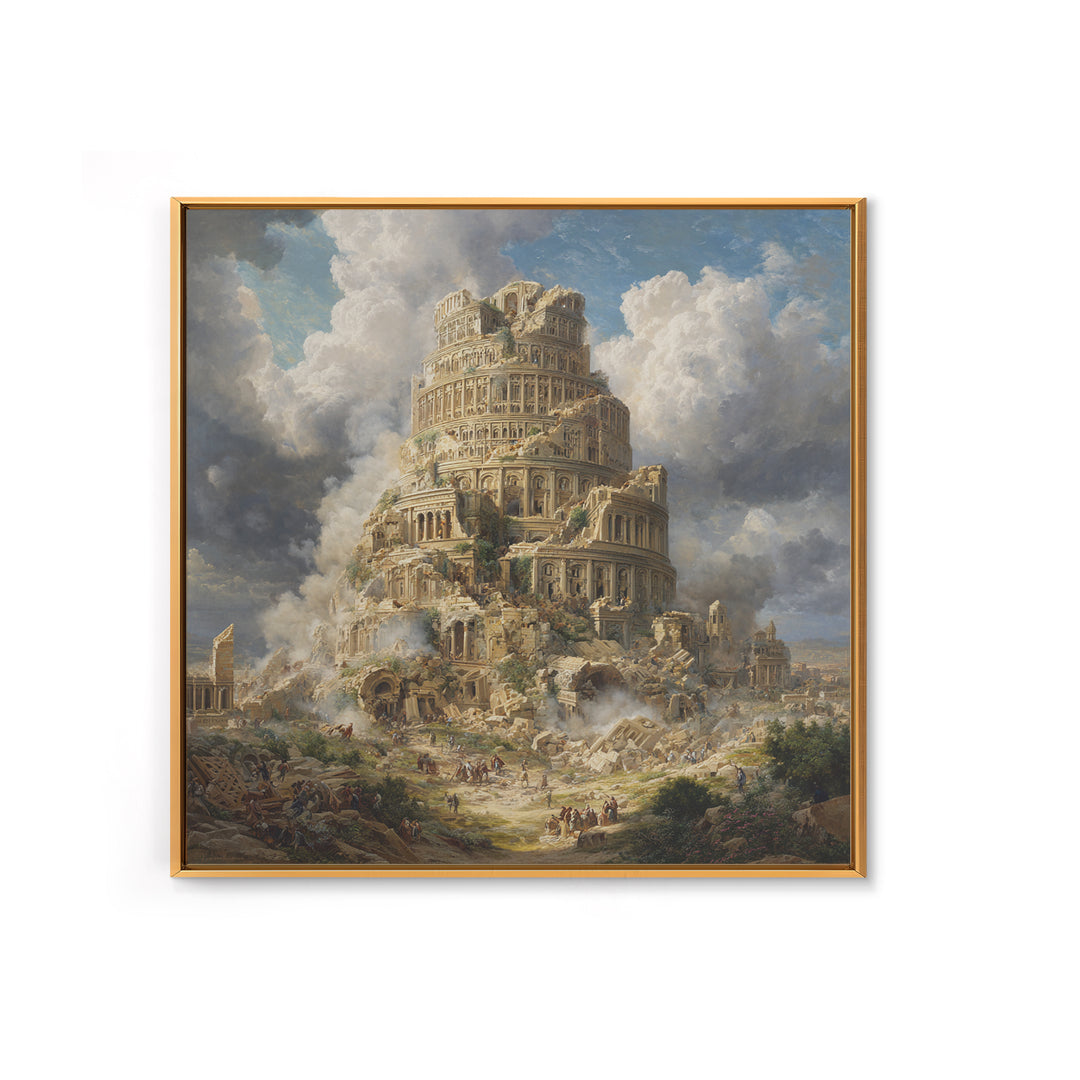 Tower Of Babel Ruins Canvas Print, Biblical Architecture Wall Art, Classical Painting, Historical Decor, Large Art Print