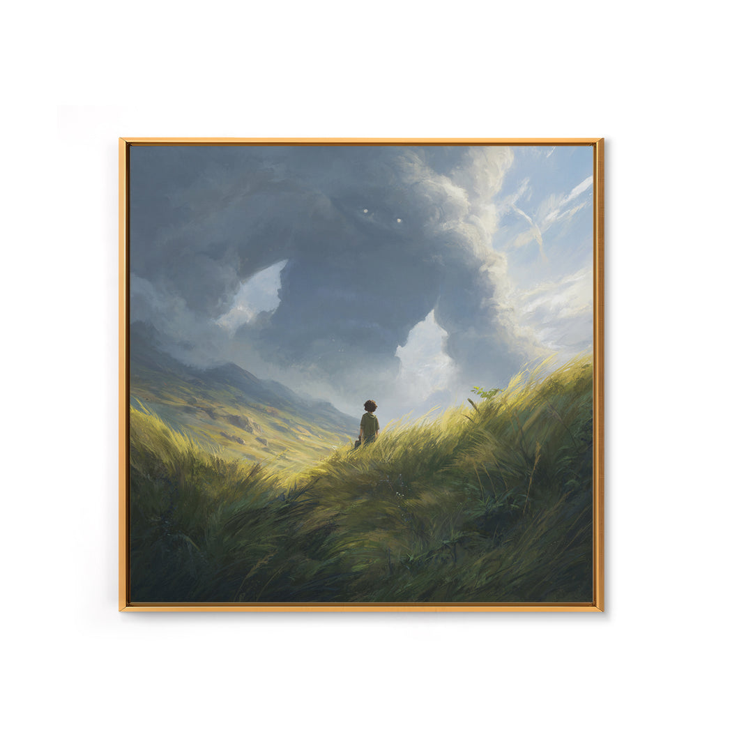 Lone Wanderer In Stormy Mountain Valley Wall Art, Fantasy Landscape Painting, Moody Nature Decor, Large Canvas Print, Home Decor