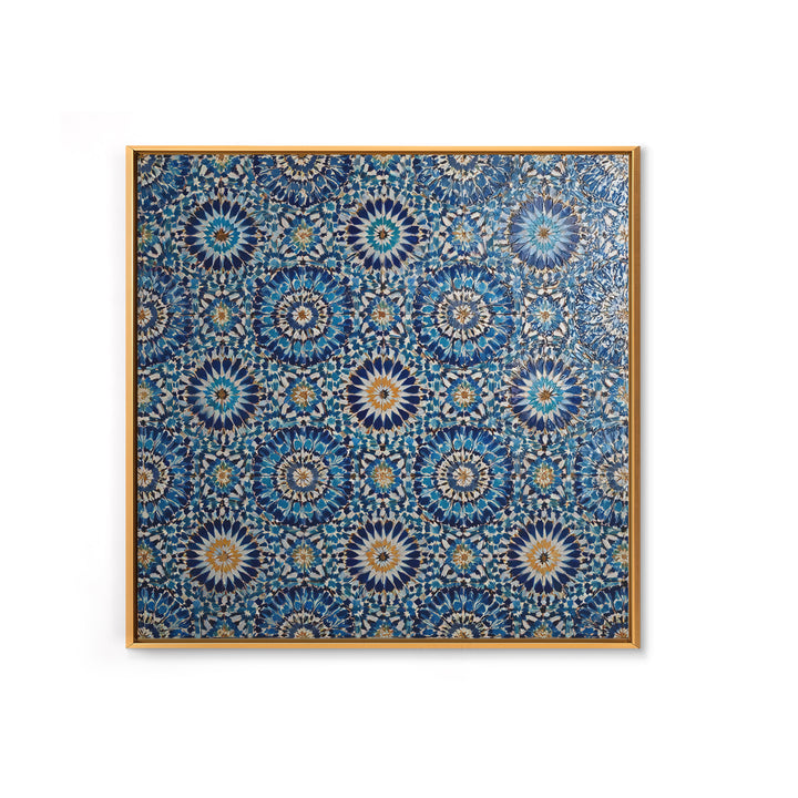Blue Moroccan Zellige Tile Pattern Wall Art, Geometric Wall Decor, Islamic Home Decor, Mediterranean Canvas Print For Entryway