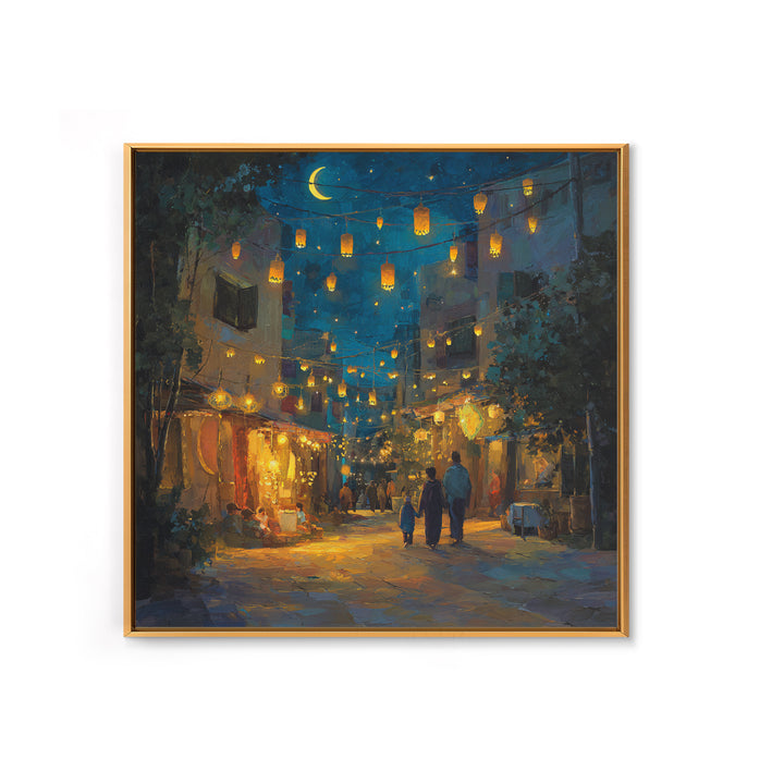 Moonlit Lantern Bazaar Wall Art, Middle Eastern Night Market Print, Ramadan Decor, Travel Poster, Warm Boho Home Decor Gift