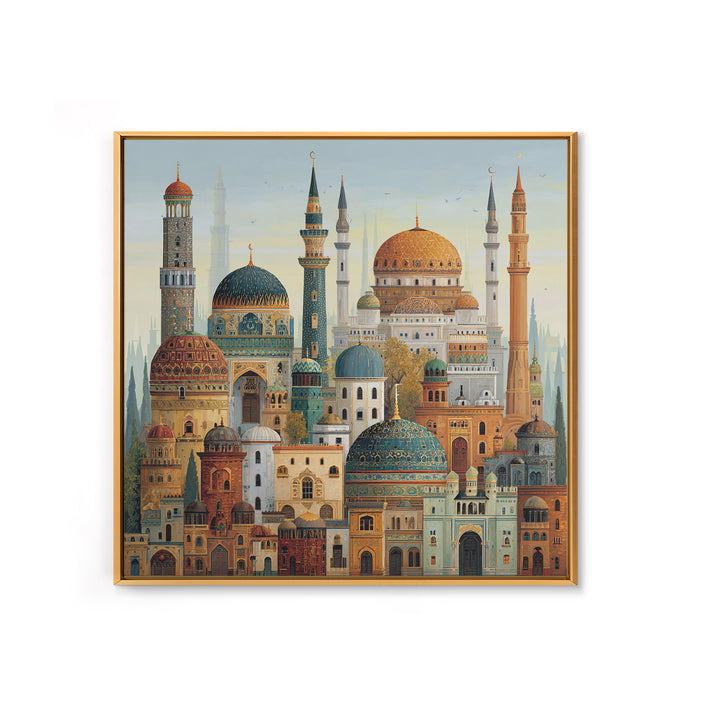Ornate Islamic Mosque Domes Wall Art, Arabic Architecture Canvas Print, Middle Eastern Decor, Ramadan Gift, Gallery Print
