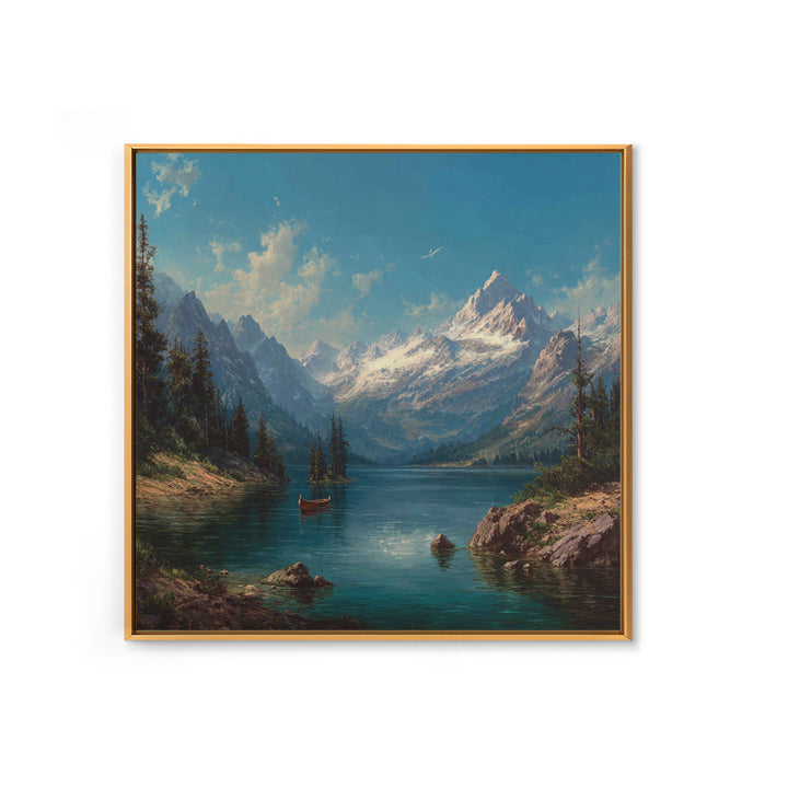 Alpine Lake With Snowy Peaks Wall Art, Mountain Landscape Canvas Print, Cabin Decor, Lake House Gift, Nature Art For Living Room