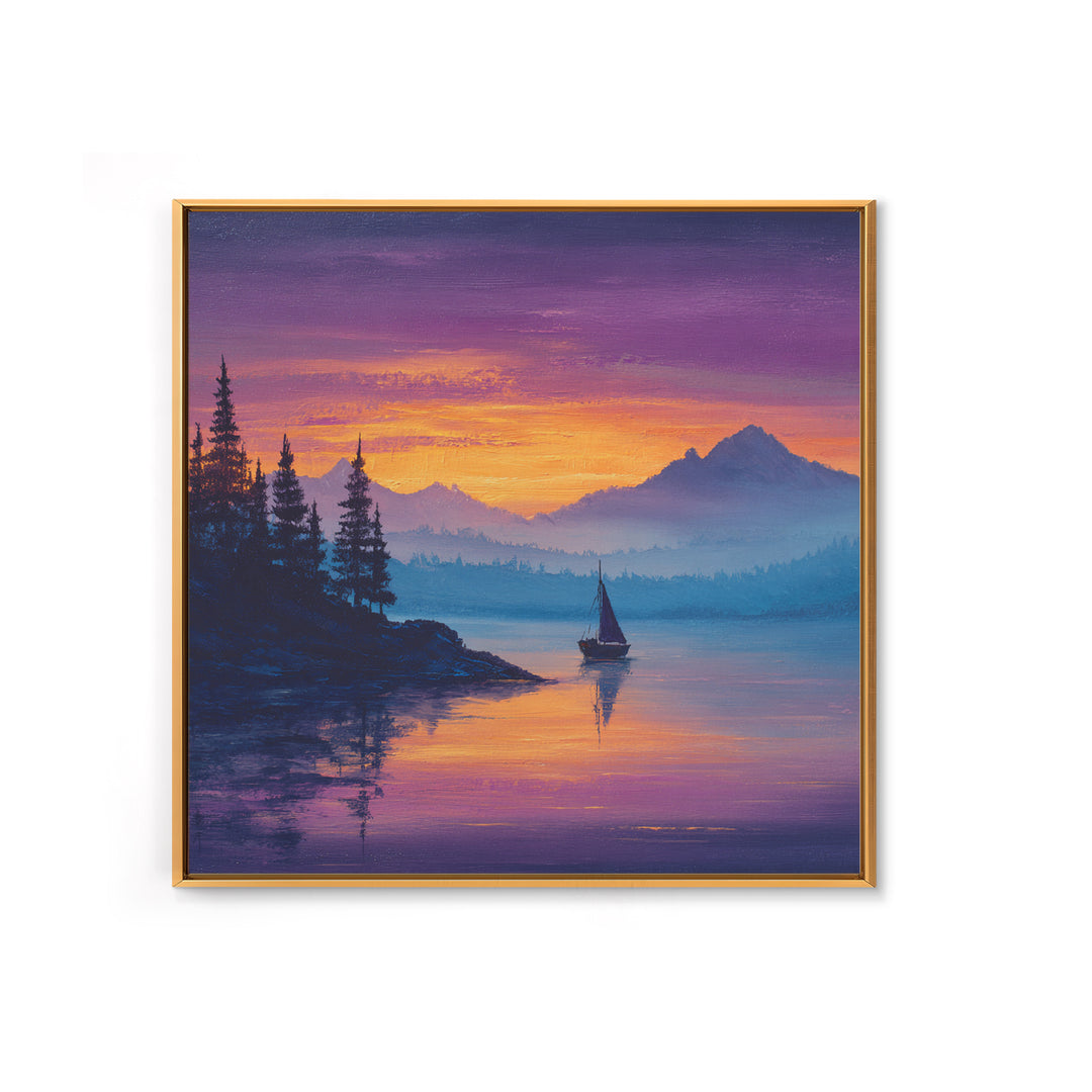 Cosmic Blue Night Mountain Landscape Wall Art Framed Canvas Print Spiritual Home Decor For Living Room And Meditation Space
